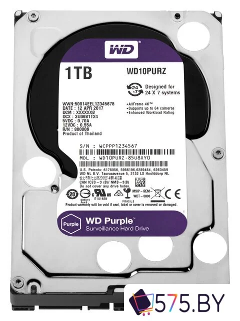 Жесткий диск WD Purple 1TB [WD10PURZ] в магазине 575.by