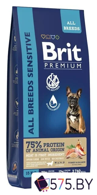 Сухой корм для собак Brit Premium Dog Sensitive с лососем и индейкой 15 кг в магазине 575.by