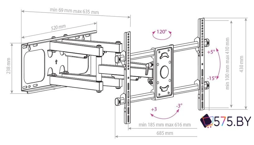 Кронштейн для телевизора Arm Media Paramount-70 в магазине 575.by