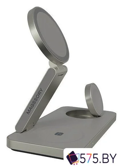 Беспроводное зарядное Magssory Yoga 3 в 1 Charging Station для Samsung Qi2 WCH017t (титан) в магазине 575.by