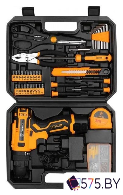 Дрель-шуруповерт Deko Banger SET 93 063-4168 (с 2-мя АКБ, кейс, набор оснастки) в магазине 575.by