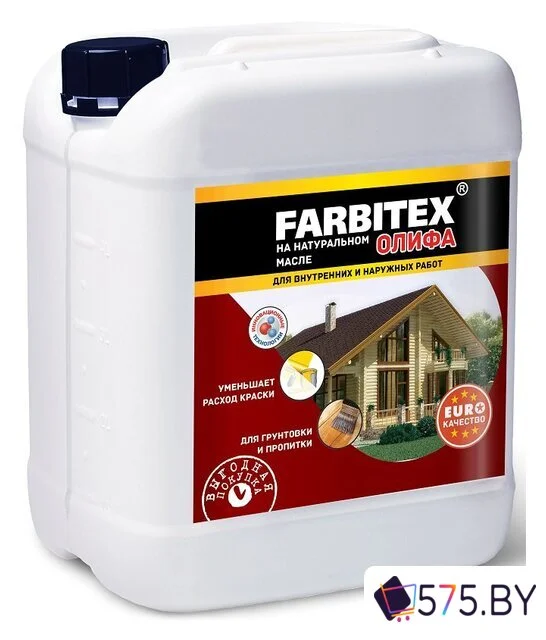 Пропитка Farbitex Олифа на натуральном масле 10 л в магазине 575.by