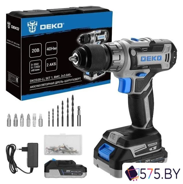 Дрель-шуруповерт Deko DKCD20-Li Set1 083-1117 (с 2-мя АКБ, кейс) в магазине 575.by