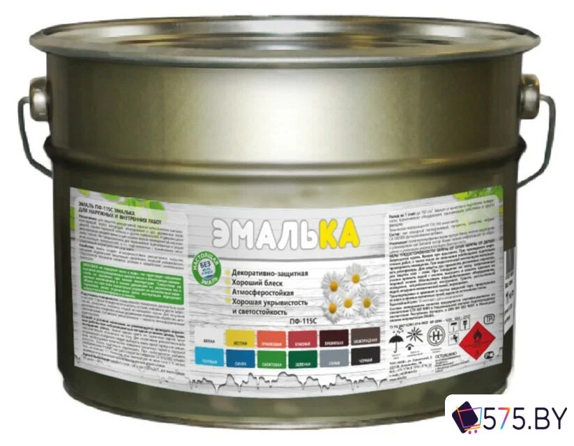 Краска Эмалька ПФ-115 С 10 л (желтый) в магазине 575.by