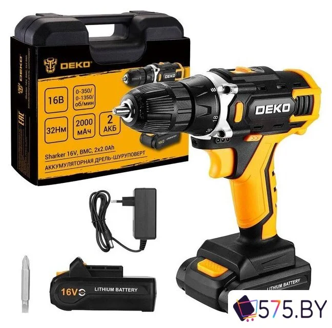 Дрель-шуруповерт Deko Sharker 16V 083-1108 (с 2-мя АКБ, кейс) в магазине 575.by