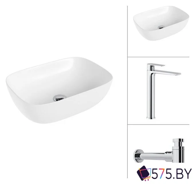 Умывальник Lauter 21493A + Reef 21CK8678C с сифоном 21635CH (хром) в магазине 575.by