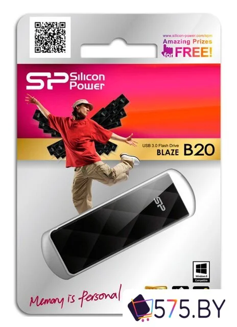 USB Flash Silicon-Power Blaze B20 Black 128GB (SP128GBUF3B20V1K) в магазине 575.by