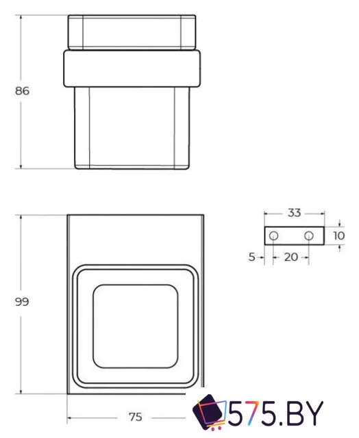 Стакан для зубной щетки и пасты Cezares SLIDER-TUMS-GM (оружейная сталь) в магазине 575.by