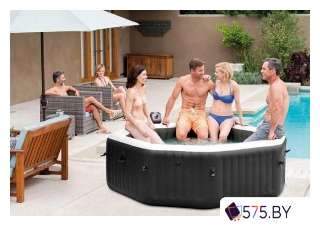 Надувной бассейн Intex Jet & Bubble Deluxe 28458 (201x71) с джакузи в магазине 575.by