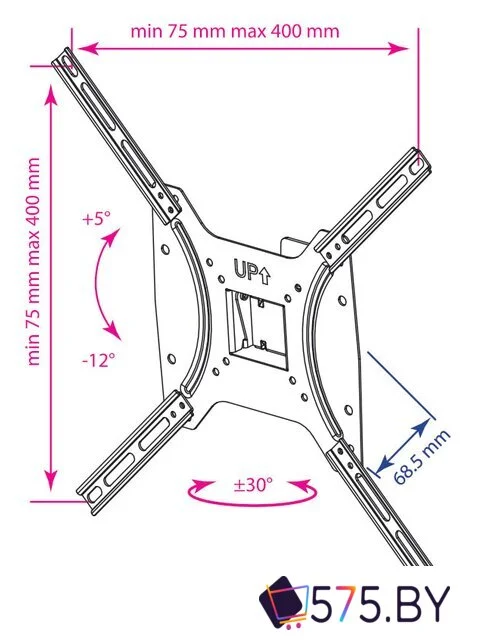 Кронштейн для телевизора Kromax OPTIMA-402 (черный) в магазине 575.by