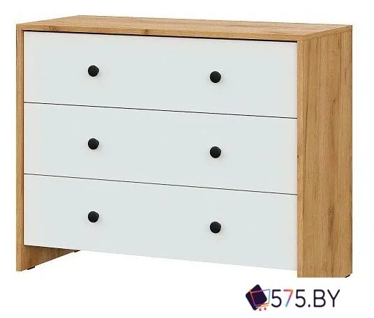 Комод NN мебель МС Дольче К 3 ящика (дуб золотой/белый) в магазине 575.by