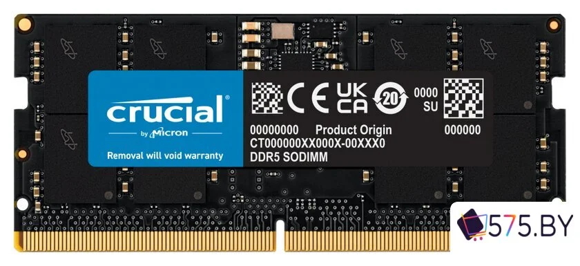 Оперативная память Crucial 16ГБ DDR5 SODIMM 4800 МГц CT16G48C40S5 в магазине 575.by