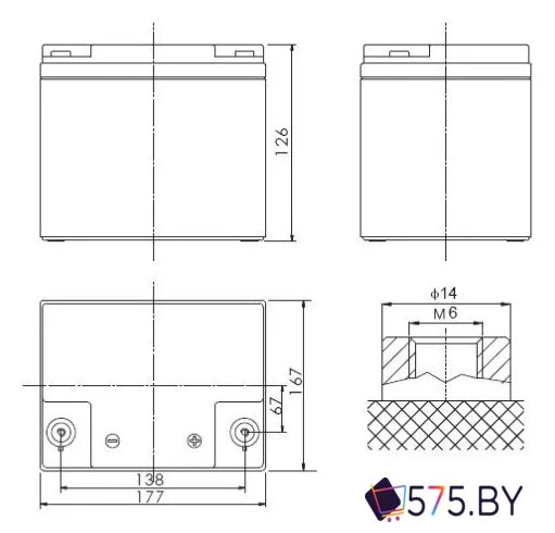 Аккумулятор для ИБП Powerman CA12240/UPS (12В/24 А·ч) в магазине 575.by