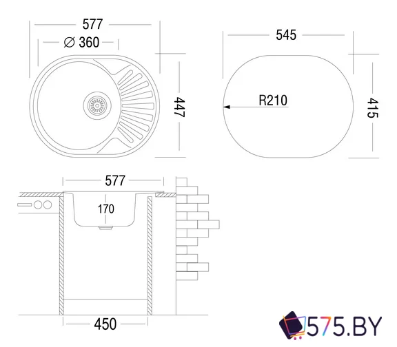 Кухонная мойка Ukinox FAD577.447-5K 2L в магазине 575.by