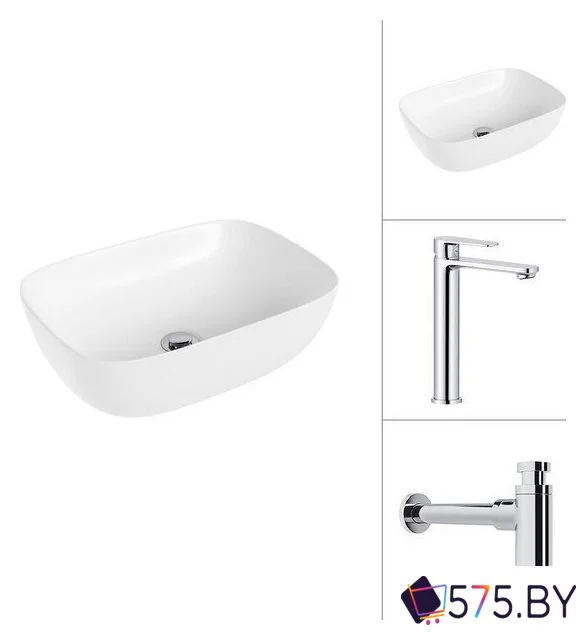 Умывальник Lauter 21493A + Moon 21СK81691C с сифоном 21635CH (хром) в магазине 575.by