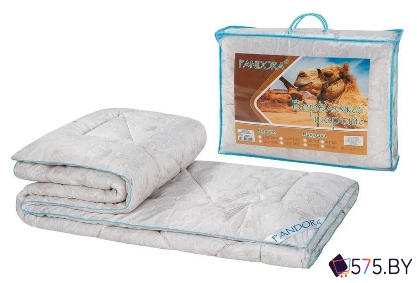 Одеяло Pandora Верблюжья шерсть тик зимнее 140x205 в магазине 575.by