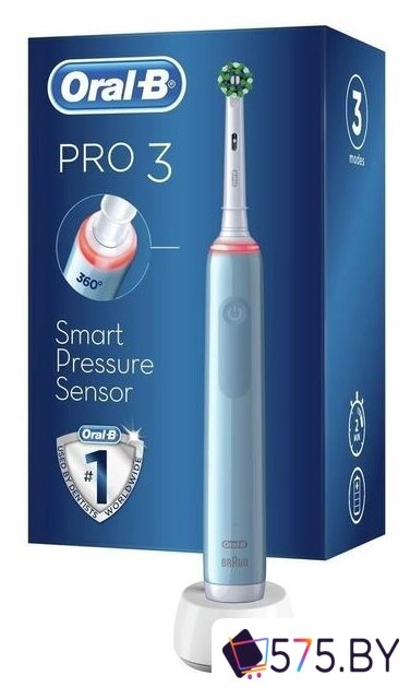 Электрическая зубная щетка Oral-B Pro 3 3000 Cross Action D505.513.3 (голубой) в магазине 575.by