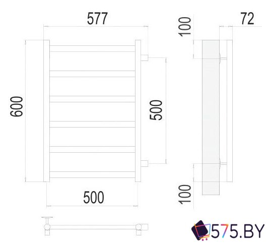 Полотенцесушитель TERMINUS Аврора П6 500x600 бп (хром) в магазине 575.by