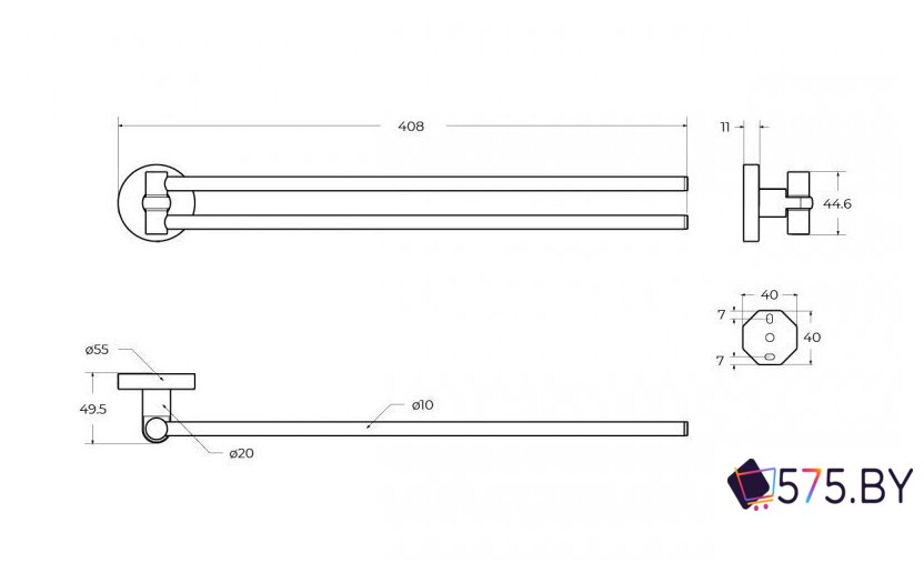 Держатель для полотенца Cezares RELAX-THD-S-IN (сатин) в магазине 575.by