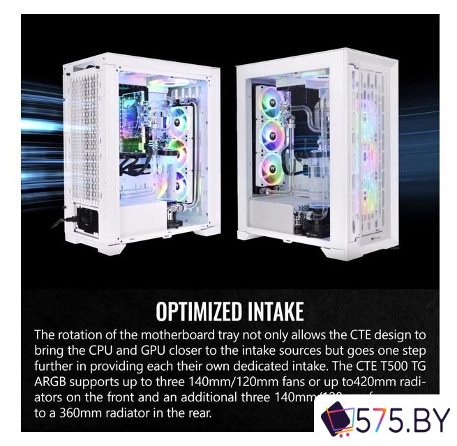 Корпус Thermaltake CTE T500 TG ARGB Snow CA-1X8-00F6WN-01 в магазине 575.by