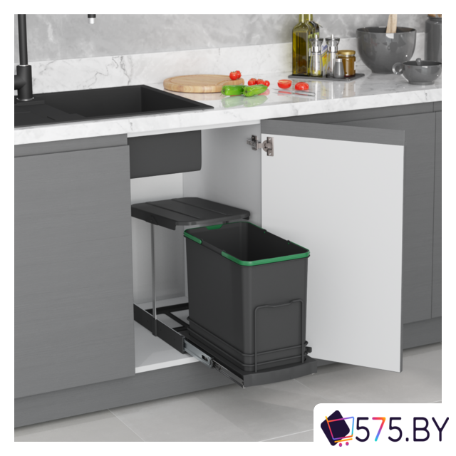 Мусорное ведро Starax S-2571-A 24 л (антрацит) в магазине 575.by
