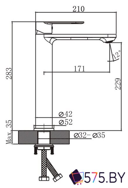 Умывальник Lauter 21493A + Moon 21СK81691C с сифоном 21635CH (хром) в магазине 575.by
