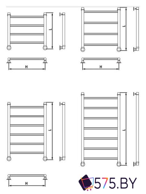 Полотенцесушитель Luxon FJ 80x50 (нижнее подключение) в магазине 575.by