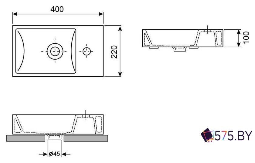 Умывальник Wellsee WC Area 151801000 в магазине 575.by