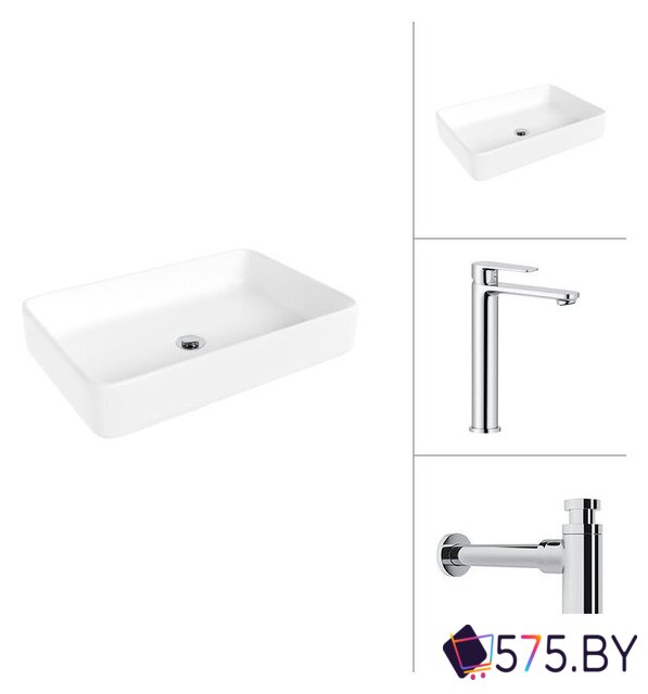 Умывальник Lauter 21842 + Moon 21СK81691C с сифоном 21635CH (хром) в магазине 575.by