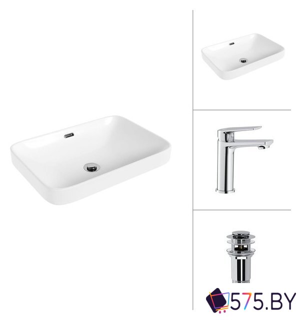 Умывальник Lauter 21441A + Sky 21CK533C с донным клапаном 21190CH (хром) в магазине 575.by