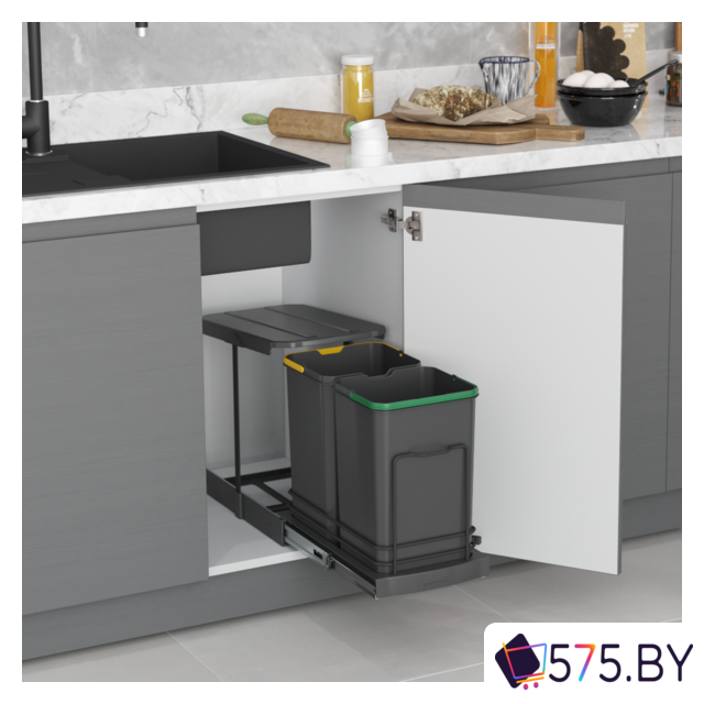 Система сортировки мусора Starax S-2392-A 24 л (антрацит) в магазине 575.by