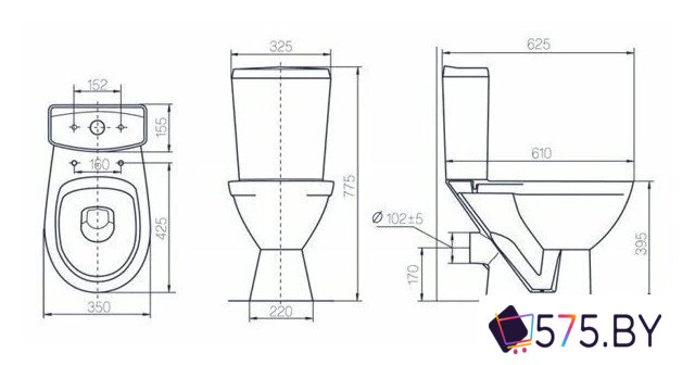 Унитаз напольный Rosa Соло Люкс в магазине 575.by