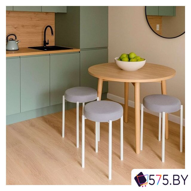Табурет AksHome BOB (b20 Silver Lux\белый) в магазине 575.by
