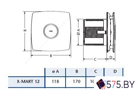 Осевой вентилятор CATA X-MART 12 T (белый) в магазине 575.by