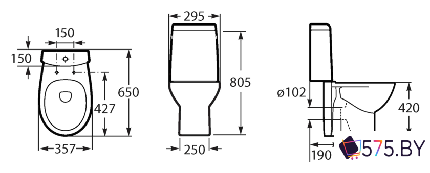 Унитаз напольный Roca Victoria Nord (A342ND7000+A341ND0000+ZRU9000024) с пневмокрышкой в магазине 575.by