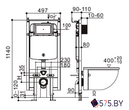 Инсталляция для унитаза WeltWasser Amberg 404 в магазине 575.by
