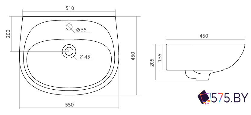 Умывальник Santek Анимо 55x45 (1WH110502) в магазине 575.by