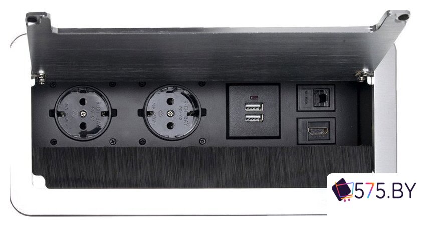 Блок розеток AKS Atlas USB выдвижной (2 розетки, алюминий) в магазине 575.by