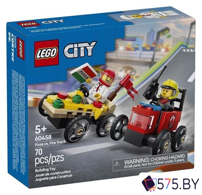 Конструктор LEGO City 60458 Пицца против пожарной машины в магазине 575.by