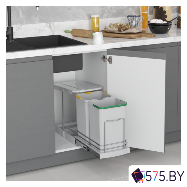 Система сортировки мусора Starax S-2392-G 24 л (серый) в магазине 575.by