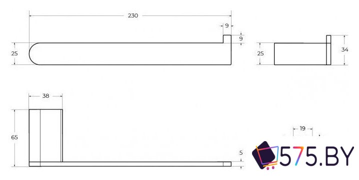 Держатель для полотенца Cezares STYLUS-TH02-NOP (черный матовый) в магазине 575.by