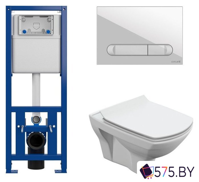 Унитаз подвесной Cersanit Carina New Clean On с инстал.Link Pro (с кнопкой Estetica 64109 белый) в магазине 575.by