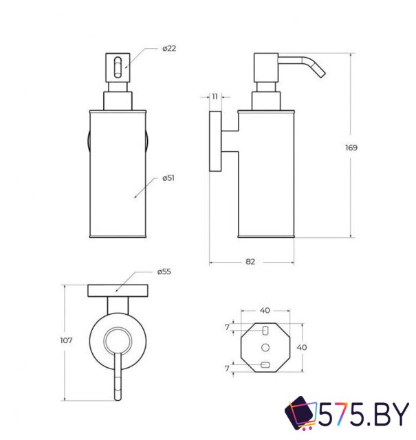 Дозатор для жидкого мыла Cezares RELAX-SOIS-M-IN (сатин) в магазине 575.by
