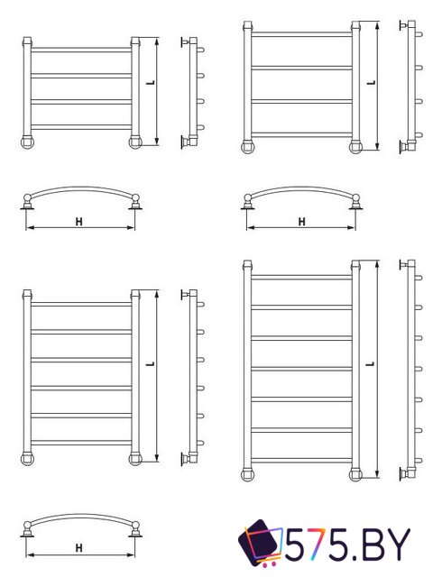 Полотенцесушитель Luxon FR 80x50 (нижнее подключение) в магазине 575.by