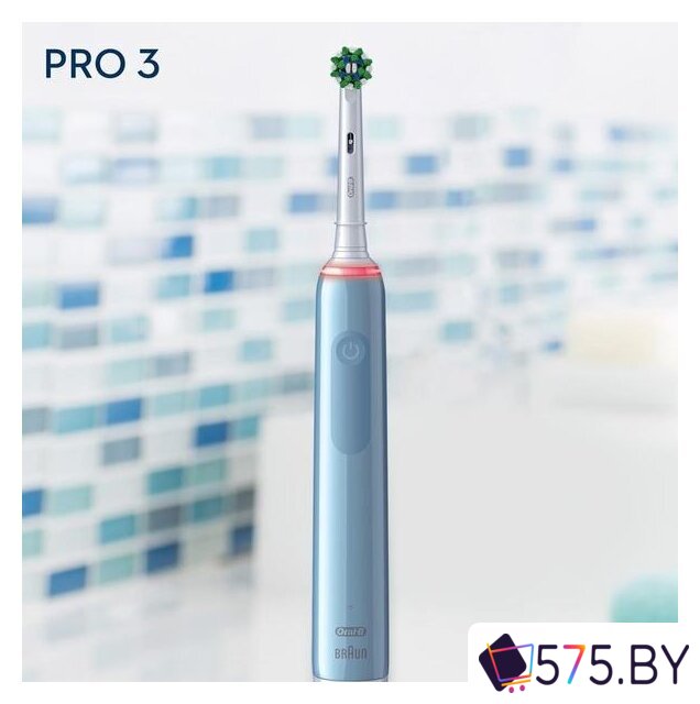 Электрическая зубная щетка Oral-B Pro 3 3000 Cross Action D505.513.3 (голубой) в магазине 575.by