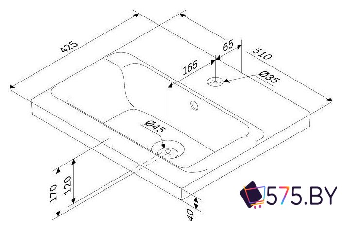 Умывальник AM.PM Gem M90WCC0502WG в магазине 575.by