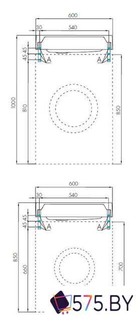 Умывальник Акватон Рейн 60 1A72103KRW010 в магазине 575.by