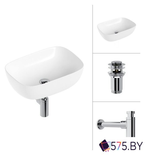 Умывальник Lauter 21493A + клапан 21190CH + сифон 21635CH (хром) в магазине 575.by