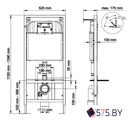 Инсталляция для унитаза Berges Wasserhaus Novum 525 040000 в магазине 575.by