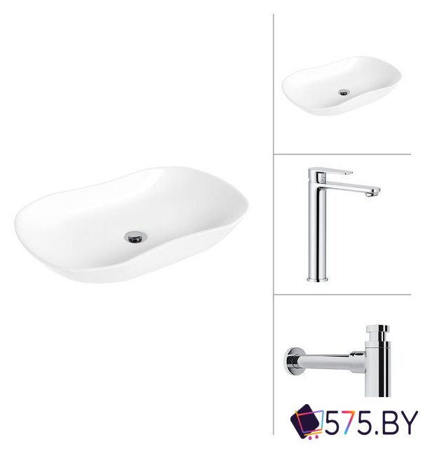 Умывальник Lauter 21570 + Moon 21СK81691C с сифоном 21635CH (хром) в магазине 575.by
